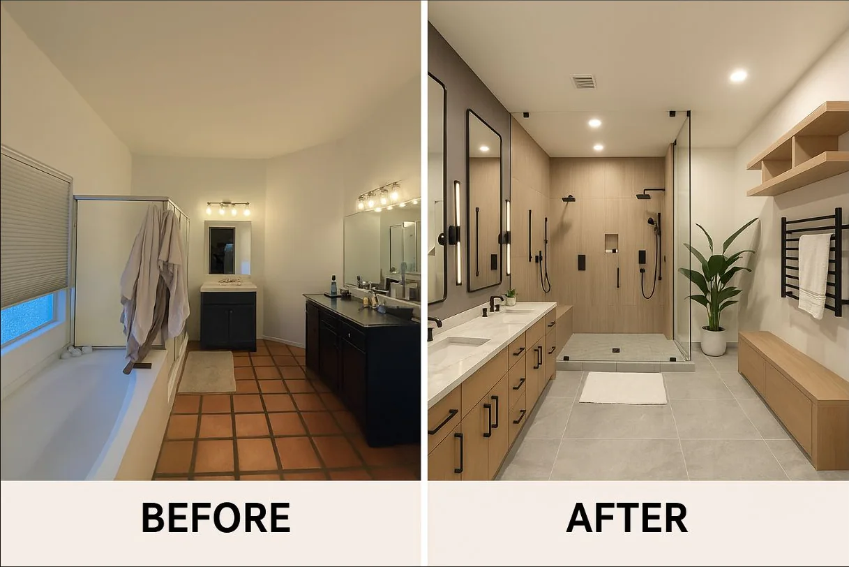 Before-and-after home remodeling project